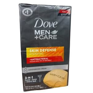 Dove Men + Care Skin Defense Hydrating Antibacterial Bar Soap 6 Bars Pack New